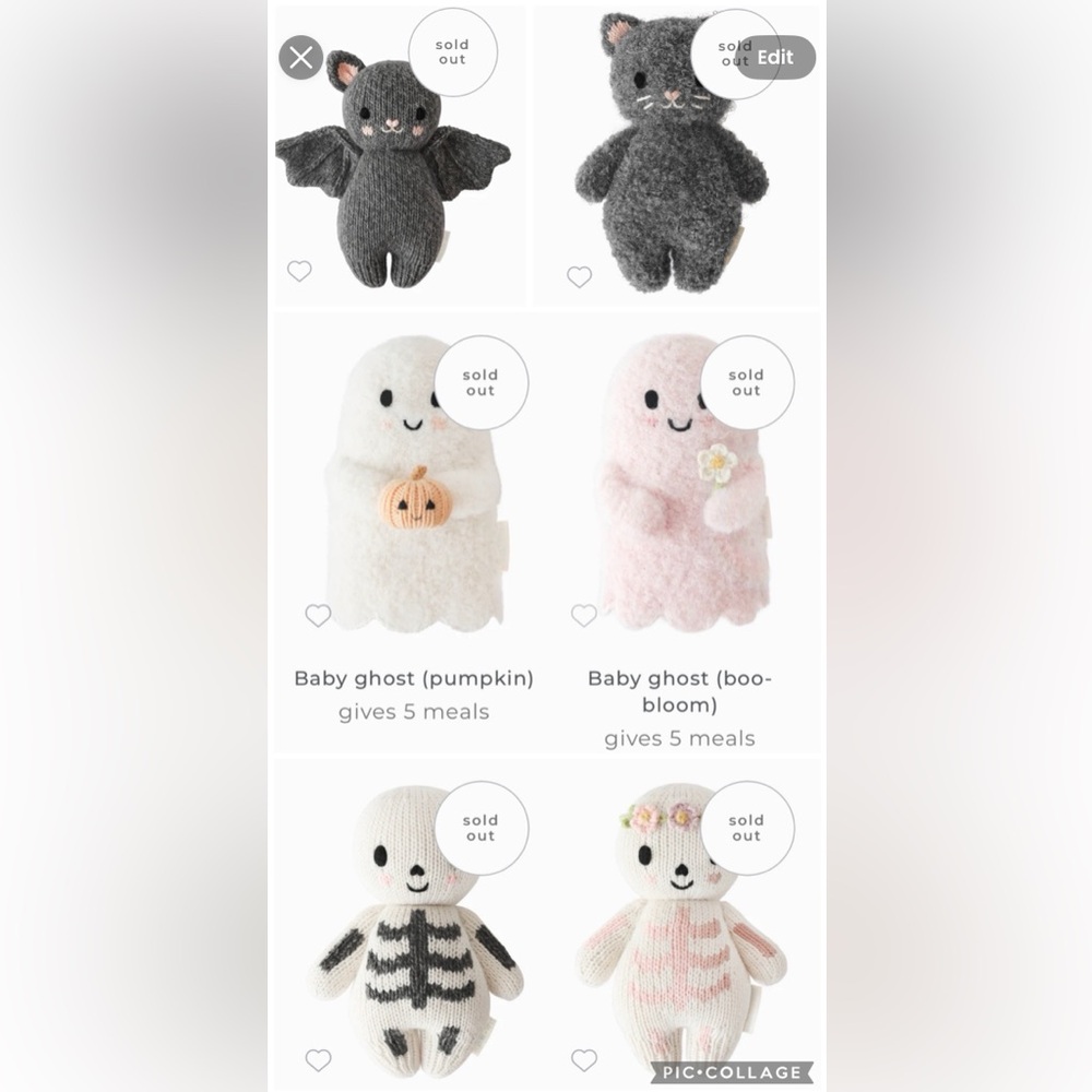3 Pc BNWT CUDDLE + KIND 1 BOUCLE ALPACA GHOST W PUMP AND 2 KNIT SKELETON BABIES - Picture 12 of 16
